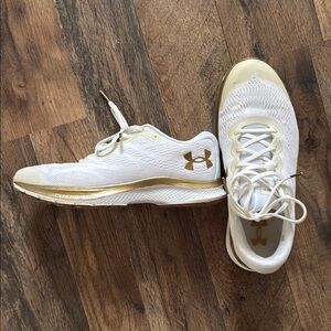 Under Armour Women's White and Gold Athletic Shoes